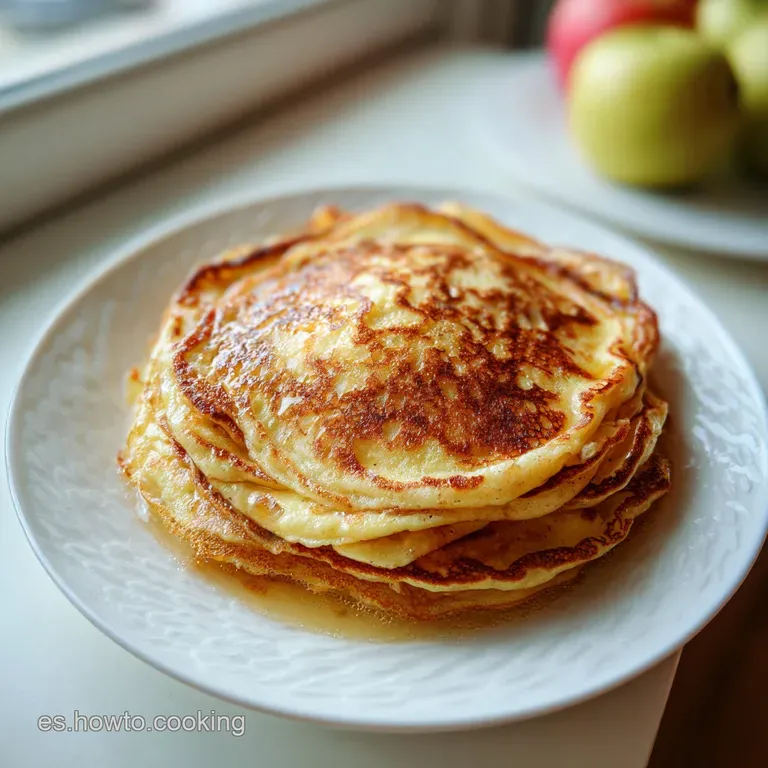 Stacked apple fritters drizzled with honey and garnished with mint sprigs. Yogurt provides a cool, smooth element.