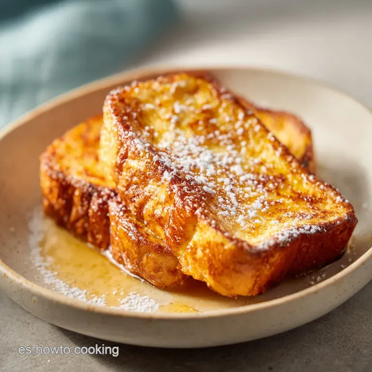 Stack of golden French toast triangles drizzled with syrup and topped with fresh berries, arranged elegantly on a white pl...