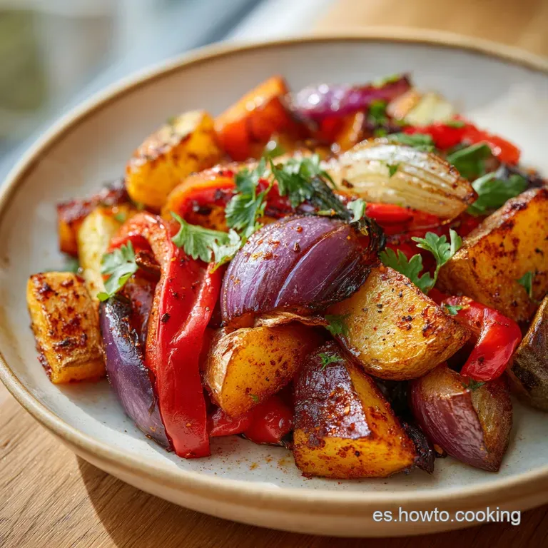 A colorful assortment of tender, roasted root vegetables artfully arranged on a rustic wooden board.