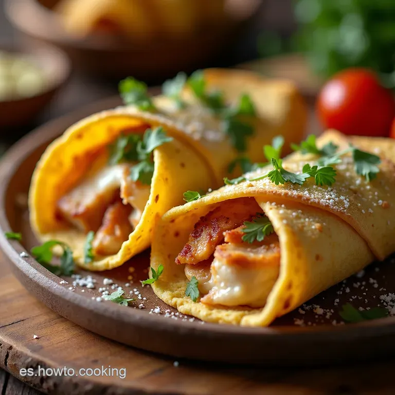 Wraps De Pollo Crujiente Al Estilo Tostada Sevillana Con Crema De Queso Y Ajo Ahumado presentation